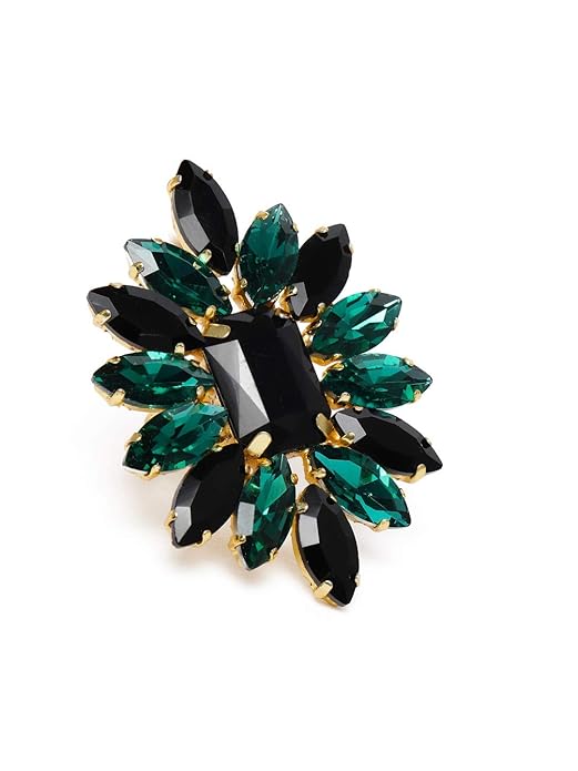  Black & Green Crystal Shine Stones Ring