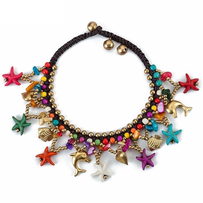 Bohemian Starfish Charms Beaded Anklet