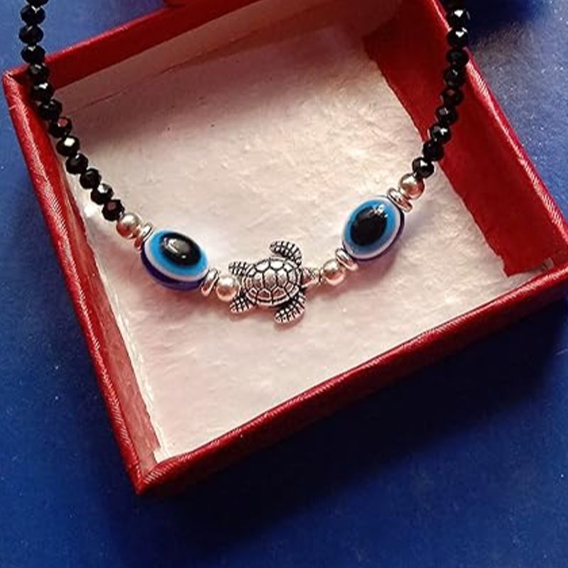 Black beads Chain Anklet